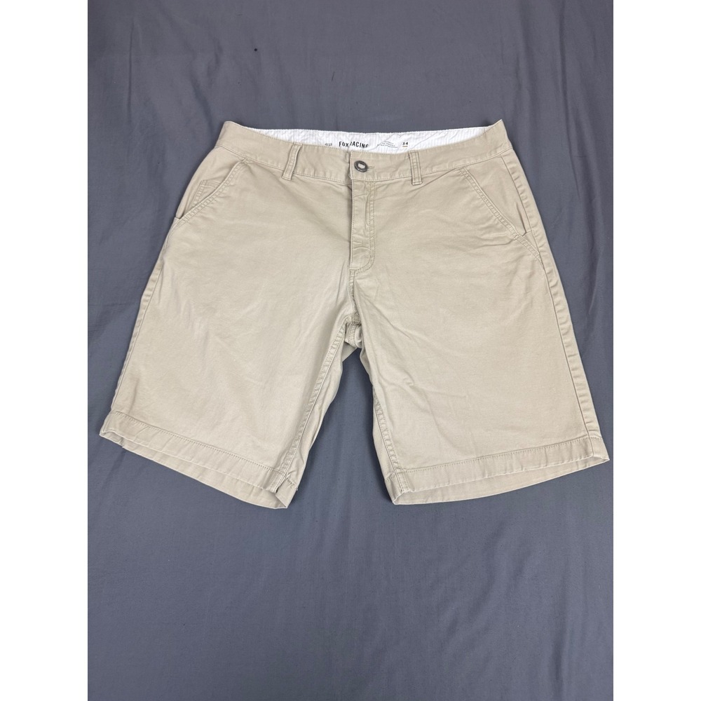 Fox Racing Mens Chino Walk Shorts Khaki Tan Size ~36 Stretch Casual